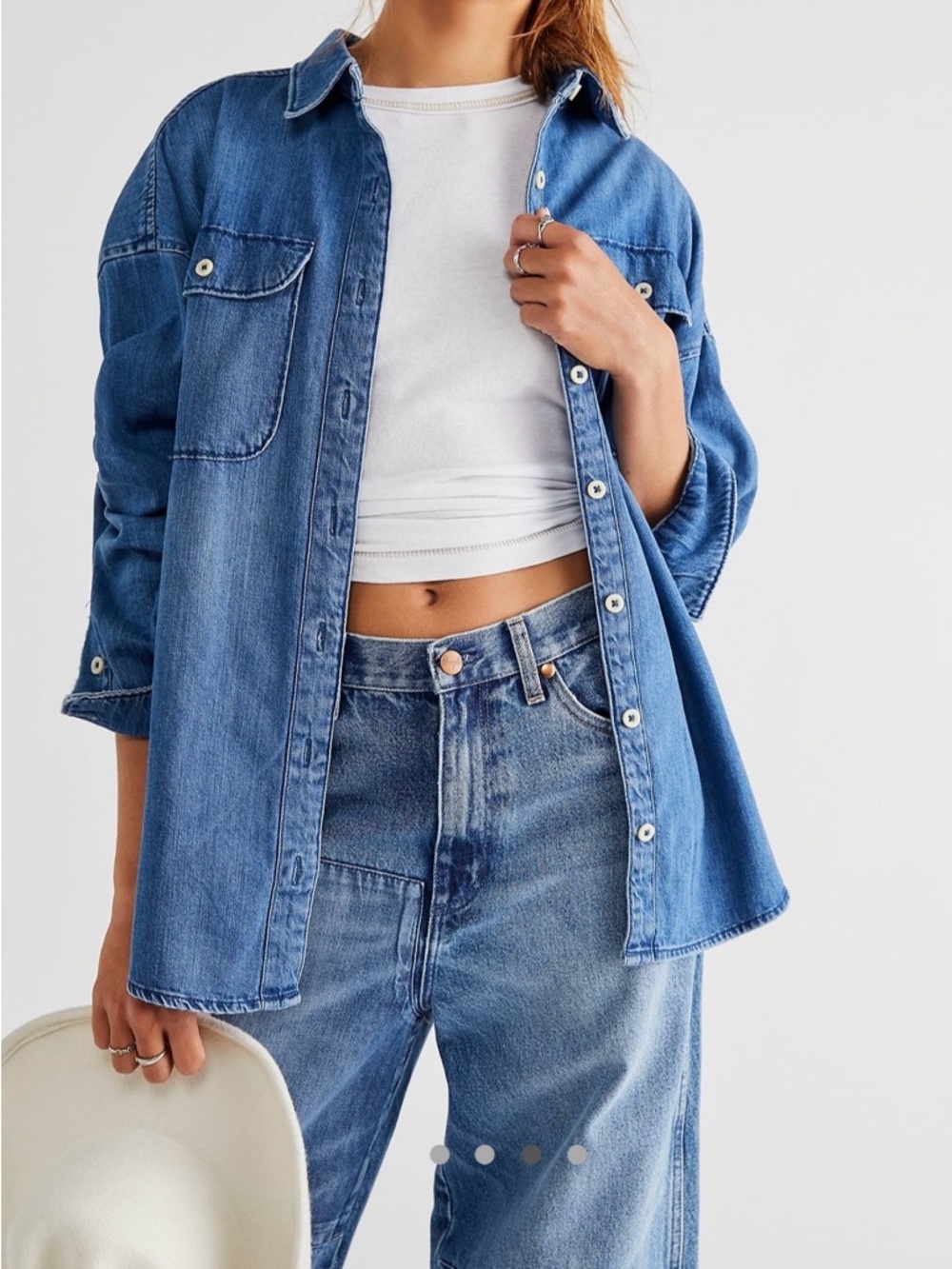 Free People Lee Frontier Classic Denim Shirt Jacket
